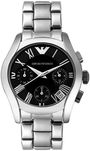Emporio Armani Velente Chronograph Black Dial Silver Steel Strap Watch For Women - AR0674