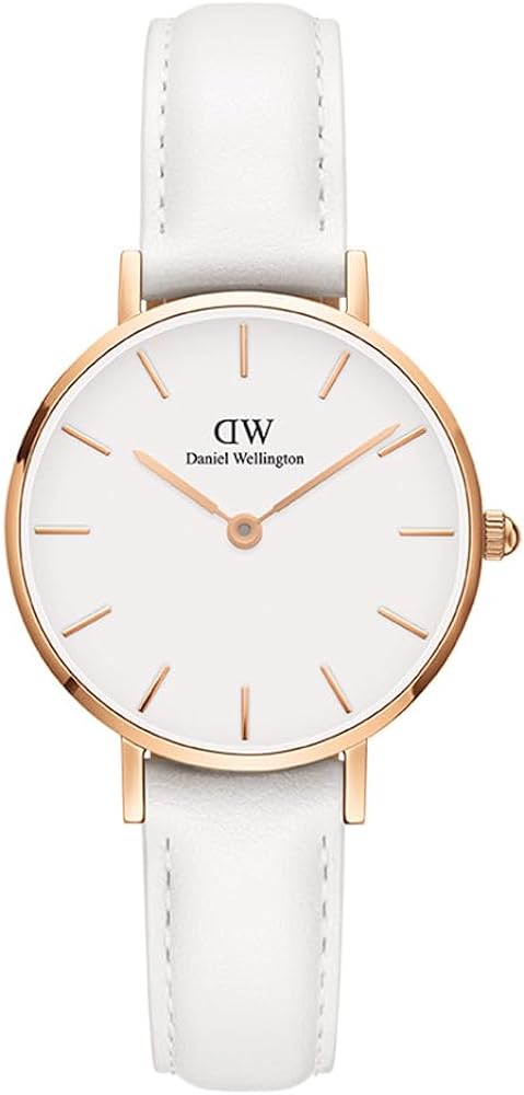Daniel Wellington Petite White Dial White Leather Strap Watch For Women - DW00100249