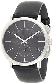 Calvin Klein Posh Black Dial Black Leather Strap Watch for Men - K8Q371C1