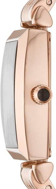 Emporio Armani Gianni T-Bar Analog Crystal Brown Dial Rose Gold Steel Strap Watch For Women - AR11407