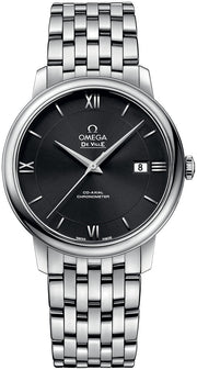 Omega De Ville Prestige Co-Axial Black Dial Silver Steel Strap Watch for Men - 424.10.40.20.01.001