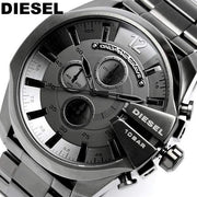 Diesel Mega Chief Chronograph Grey Dial Grey Steel Strap Watch for Men - DZ4282
