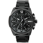 Diesel Mega Chief Chronograph Black Dial Black Steel Strap Watch For Men - DZ4283