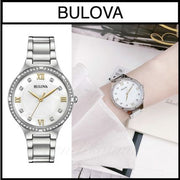 Bulova Crystal Collection Mother of Pearl Dial Silver Steel Strap Watch for Women - 96L263
