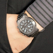 Marc Jacobs Larry Chronograph Black Dial Gunmetal Grey Steel Strap Watch for Men - MBM5031