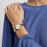 Emporio Armani Arianna Mother of Pearl Dial Gold Steel Strap Watch For Women - AR11198