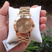 Marc Jacobs Amy Mother of Pearl Black Dial Rose Gold Steel Strap Watch for Women - MBM8610
