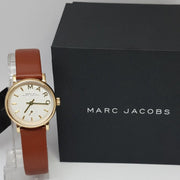 Marc Jacobs Baker White Dial Brown Leather Strap Watch for Women - MBM1317