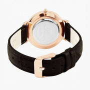 Daniel Wellington Classic Petite York Black Dial Brown Leather Strap Watch For Women - DW00100226