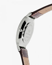 Daniel Wellington Classic Bristol White Dial Brown Leather Strap Watch For Women - DW00100056