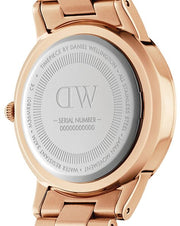 Daniel Wellington Iconic Link Grey Dial Rose Gold Steel Strap Watch For Women - DW00100336