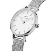 Daniel Wellington Petite Sterling White Dial Silver Mesh Bracelet Watch For Women - DW00100220