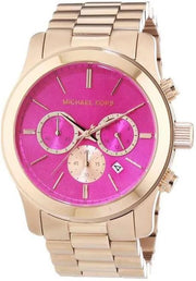 Michael Kors Runway Pink Dial Rose Gold Steel Strap Watch for Women - MK5931