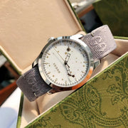 Gucci G Timeless Quartz White Dial Grey NATO Strap Watch For Women - YA1264184