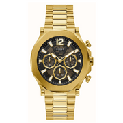 Guess Edge Chronograph Black Dial Gold Steel Strap Watch For Men - GW0539G2