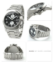 Marc Jacobs Larry Chronograph Black Dial Silver Steel Strap Watch for Men - MBM5050
