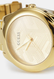 Guess Cubed Analog Gold Dial Gold Steel Strap Watch For Women - GW0606L2