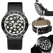 Marc Jacobs Amy Black Dial Black Leather Strap Watch for Women - MBM1163