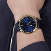 Fossil The Minimalist 3H Analog Blue Dial Blue Leather Strap Watch for Men - FS5789