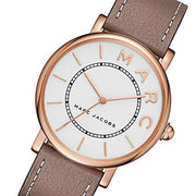 Marc Jacobs Roxy White Dial Cement Brown Leather Strap Watch for Women - MJ1533