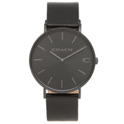Coach Charles Black Dial Black Leather Strap Watch for Men - 14602434