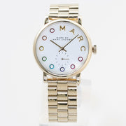 Marc Jacobs Baker White Dial Gold Steel Strap Watch for Women - MBM3440