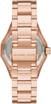 Michael Kors Raquel Three-Hand Crystals Pink Dial Rose Gold Steel Strap Watch For Women - MK7343
