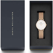Daniel Wellington Classic Petite Melrose White Dial Rose Gold Mesh Bracelet Watch For Women - DW00100163