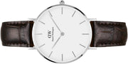Daniel Wellington Classic Petite York White Dial Black Leather Strap Watch For Women - DW00100188