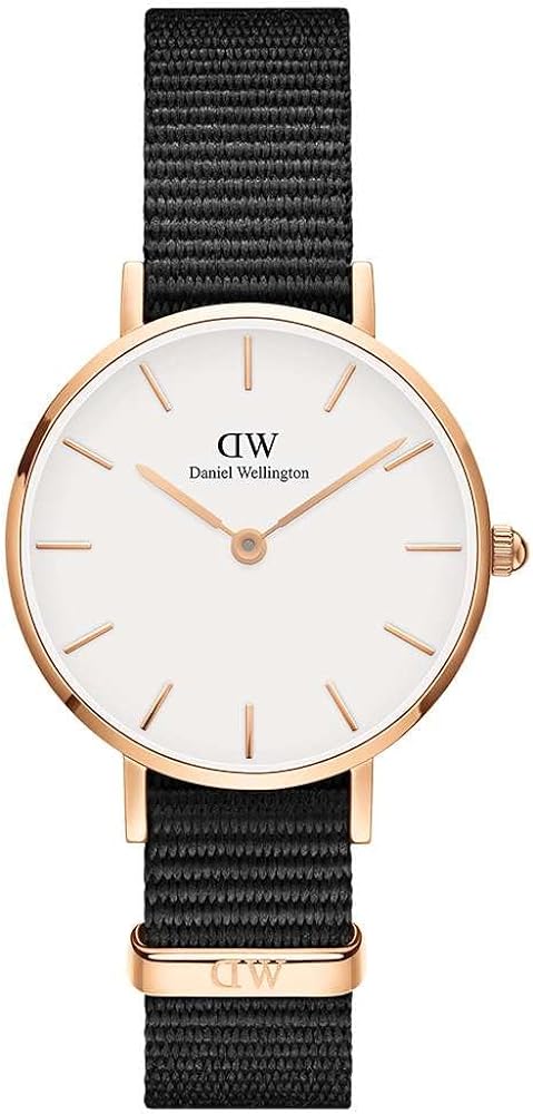 Daniel Wellington Classic Petite Cornwall White Dial Black NATO Strap Watch For Women - DW00100251