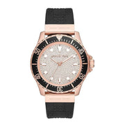Michael Kors Everest Analog Rose Gold Dial Black Silicone Strap Watch For Women - MK7358