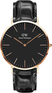 Daniel Wellington Classic Reading Black Dial Black Leather Strap Watch For Men - DW00100129