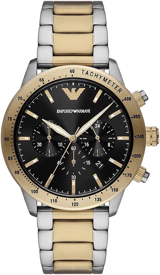 🎁 Emporio Armani Chronograph Black Dial Two Tone Steel Strap Watch For Men - AR11521 (100% off)
