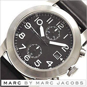 Marc Jacobs Larry Chronograph Black Dial Black Leather Strap Watch for Men - MBM5033