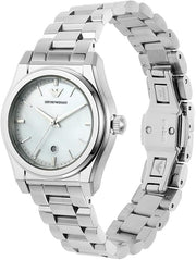Emporio Armani Federica Mother of Pearl Dial Silver Steel Strap Watch For Women - AR11557