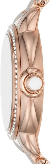 Emporio Armani Aira Three Hand Mother of Pearl Dial Rose Gold Steel Strap Watch For Women - AR11523