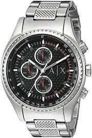 Armani Exchange The Driver Chronograph Black Dial Silver Steel Strap Watch For Men - AX1612