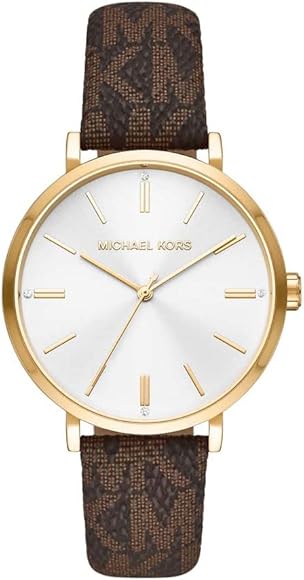 Michael Kors Addyson Three-Hand Silver Dial Brown Leather Strap Watch for Women - MK2945