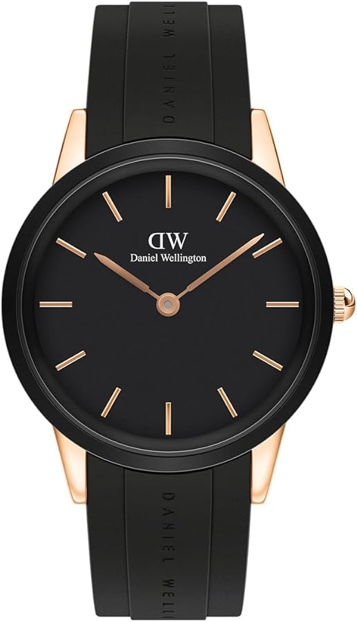 Daniel Wellington Iconic Motion Black Dial Rubber Strap Watch For Women - DW00100426