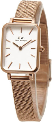 Daniel Wellington Quadro Melrose White Dial Gold Mesh Strap Watch For Women - DW00100431
