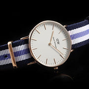 Daniel Wellington Classic Trinity White Dial Three Tone Nylon Strap Watch For Women - 0509DW