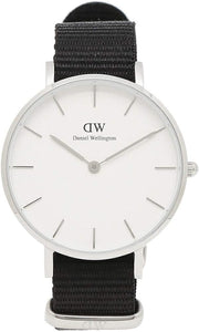 Daniel Wellington Classic Petite Cornwall White Dial Black NATO Strap Watch For Women - DW00100254
