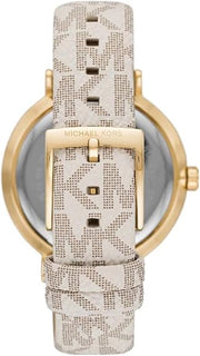 Michael Kors Pyper Analog Silver Dial White Leather Strap Watch for Women - MK2946