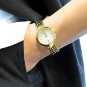Tissot Flamingo Mother of Pearl White Dial Gold Steel Strap Watch For Women - T094.210.33.111.00