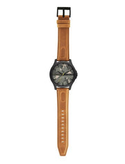 Armani Exchange Hampton Chronograph Green Dial Brown Leather Strap Watch For Men - AX2412
