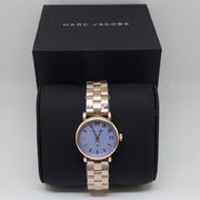 Marc Jacobs Mini Baker Blue Dial Rose Gold Steel Strap Watch for Women - MBM3285