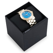 Marc Jacobs Amy Blue Dial Gold Steel Strap Watch for Women - MBM3303
