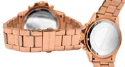Michael Kors Everest Chronograph Black Dial Rose Gold Steel Strap Watch For Women - MK5875