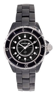 Chanel J12 Quartz Diamonds Black Dial Black Steel Strap Watch for Women - J12 H1625