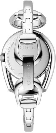 Gucci Horsebit Collection Mother of Pearl Black Dial Silver Steel Strap Watch For Women - YA139503